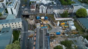 Aerial photo of the city center of Cologne, where the archive used to be.