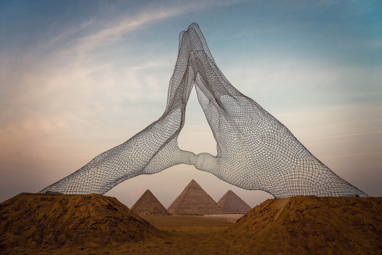 Giza Pyramids during Forever is Now exhibition by Mona Hassan Abo-Abda