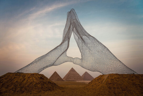 Giza Pyramids during Forever is Now exhibition by Mona Hassan Abo-Abda