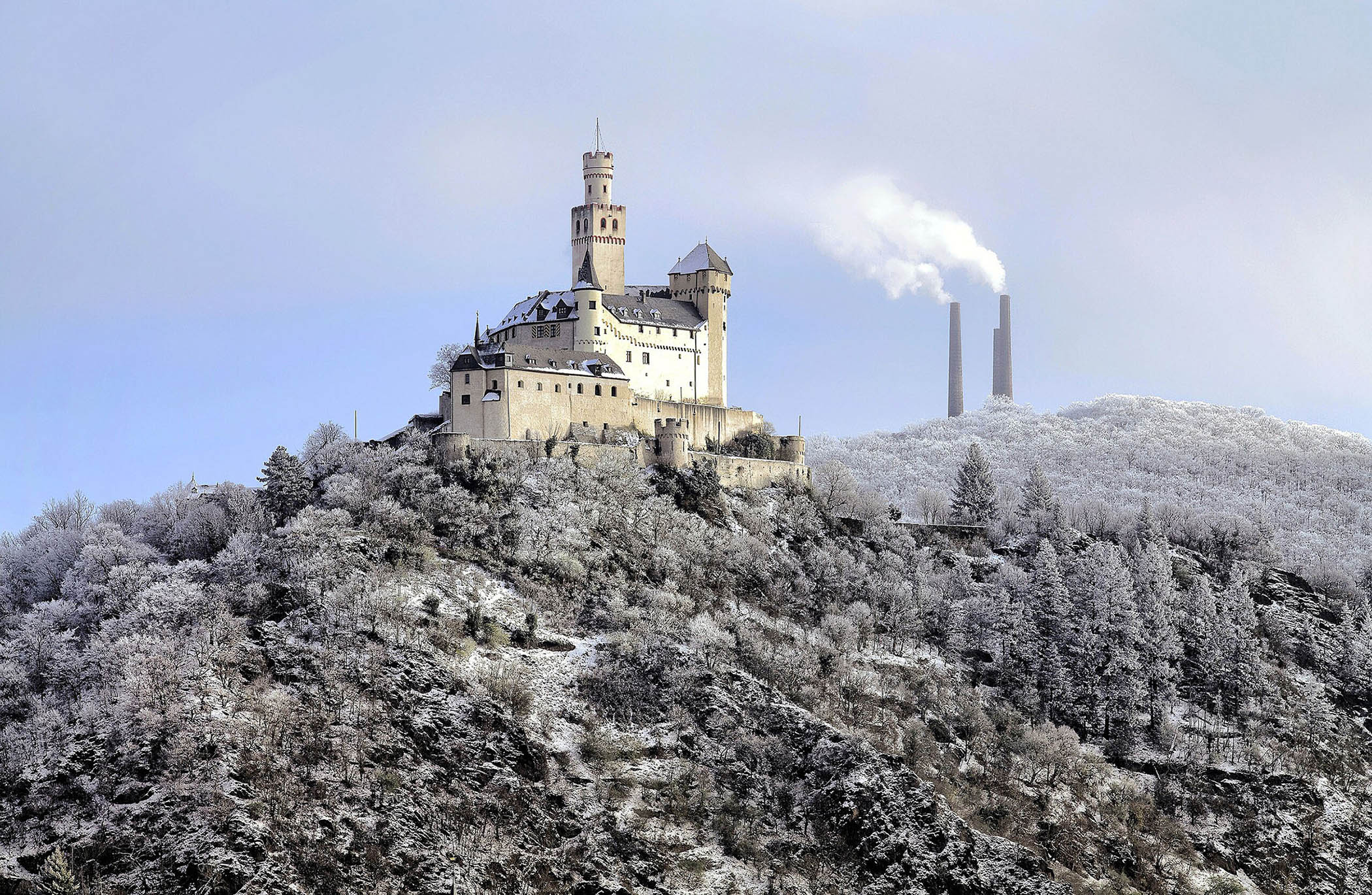 Marksburg castle in winter