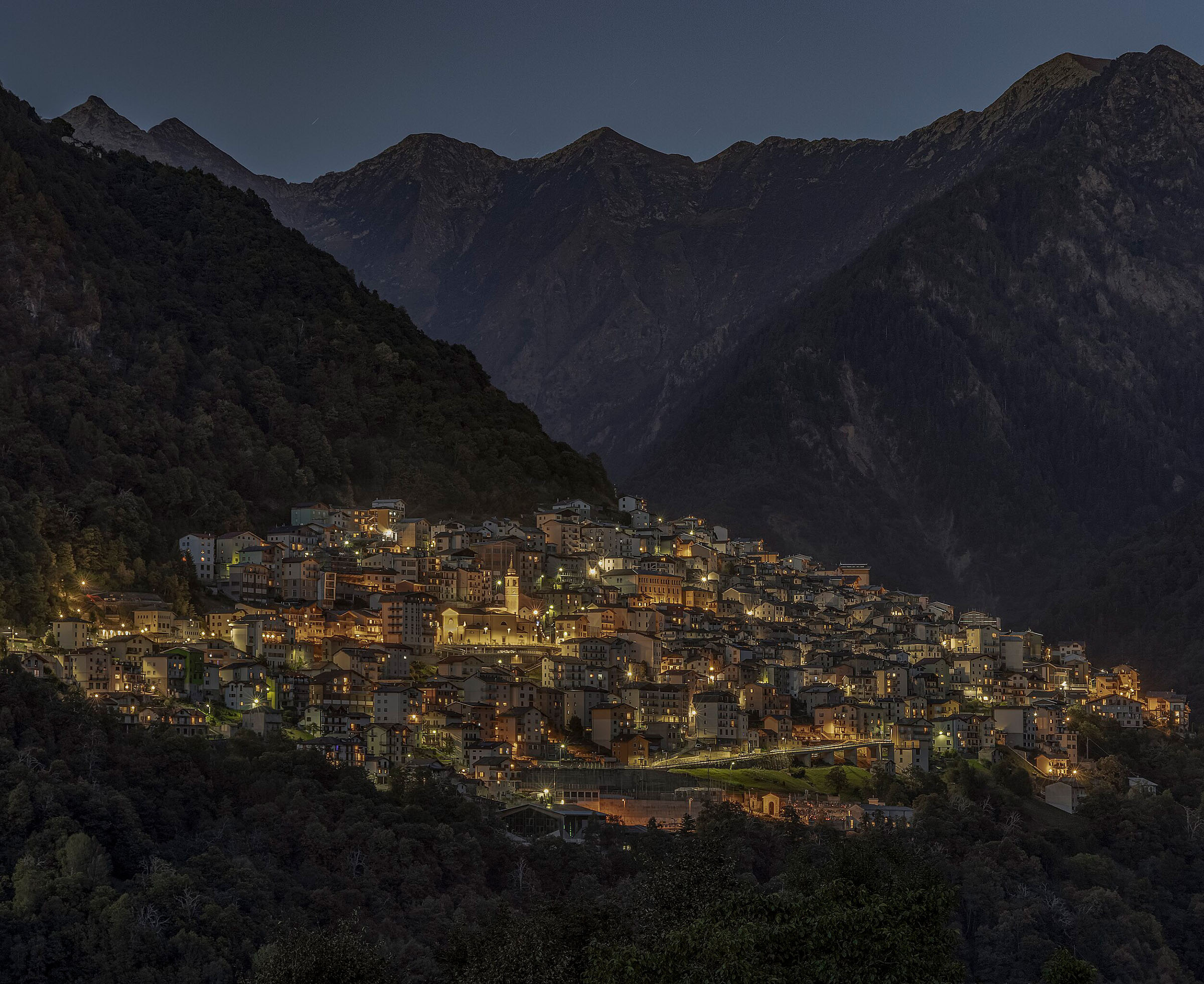 Panoramic view of Premana in Lombardy, Italy