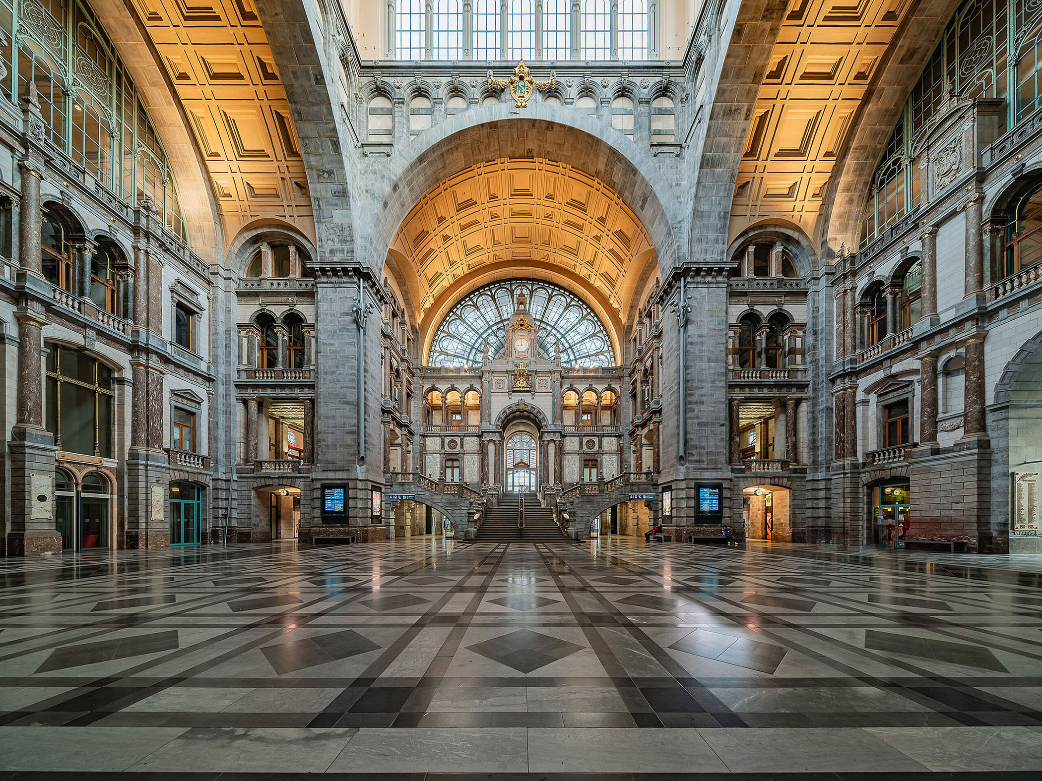 Central hall of Antwerp Central Station, Belgium